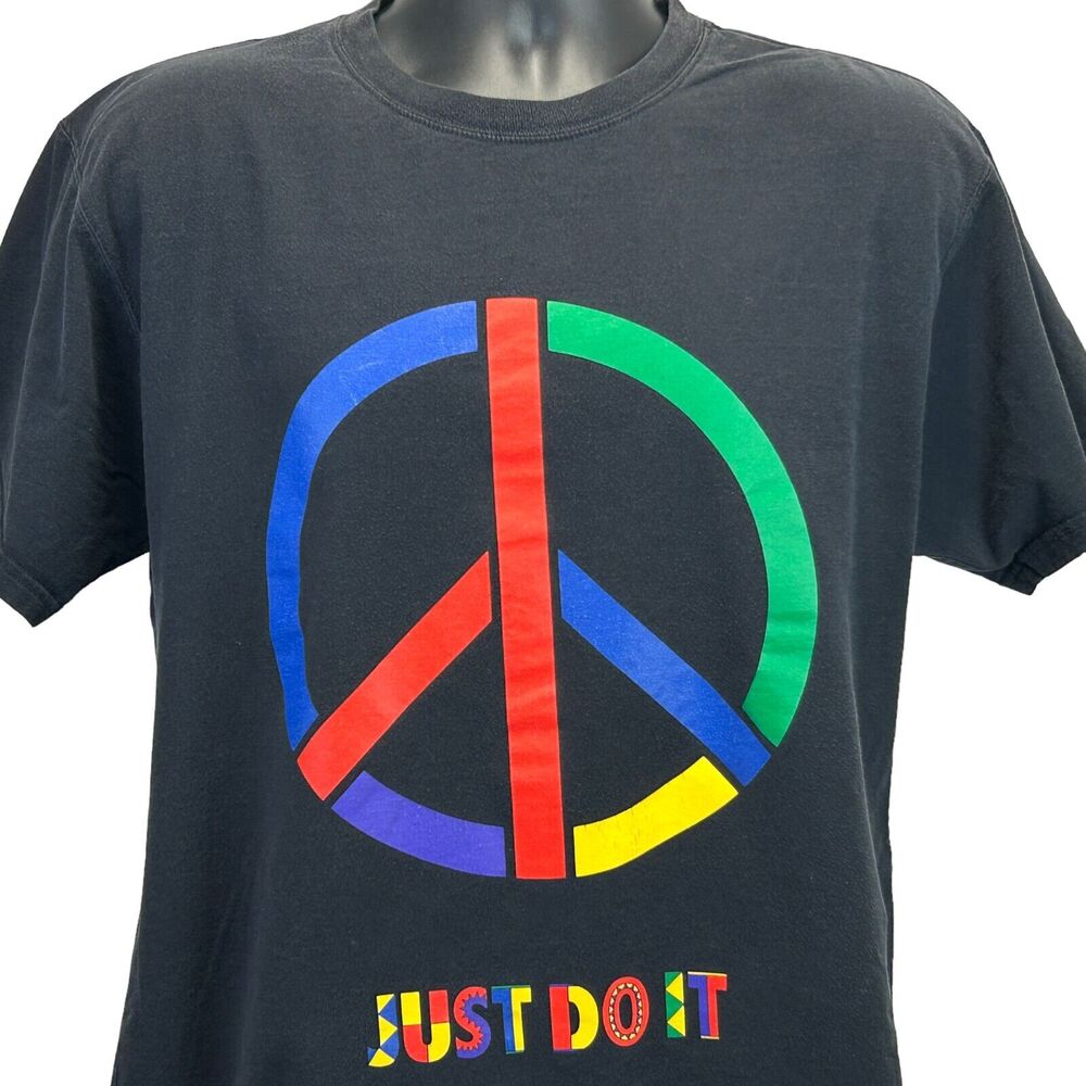 Nike Urban Jungle Peace Sign T Shirt Black Just Do It Gel Playground S Small